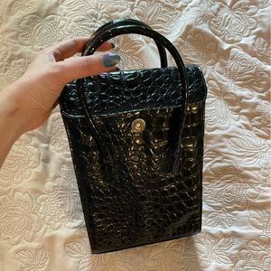 Faux crocodile leather cosmetics bag